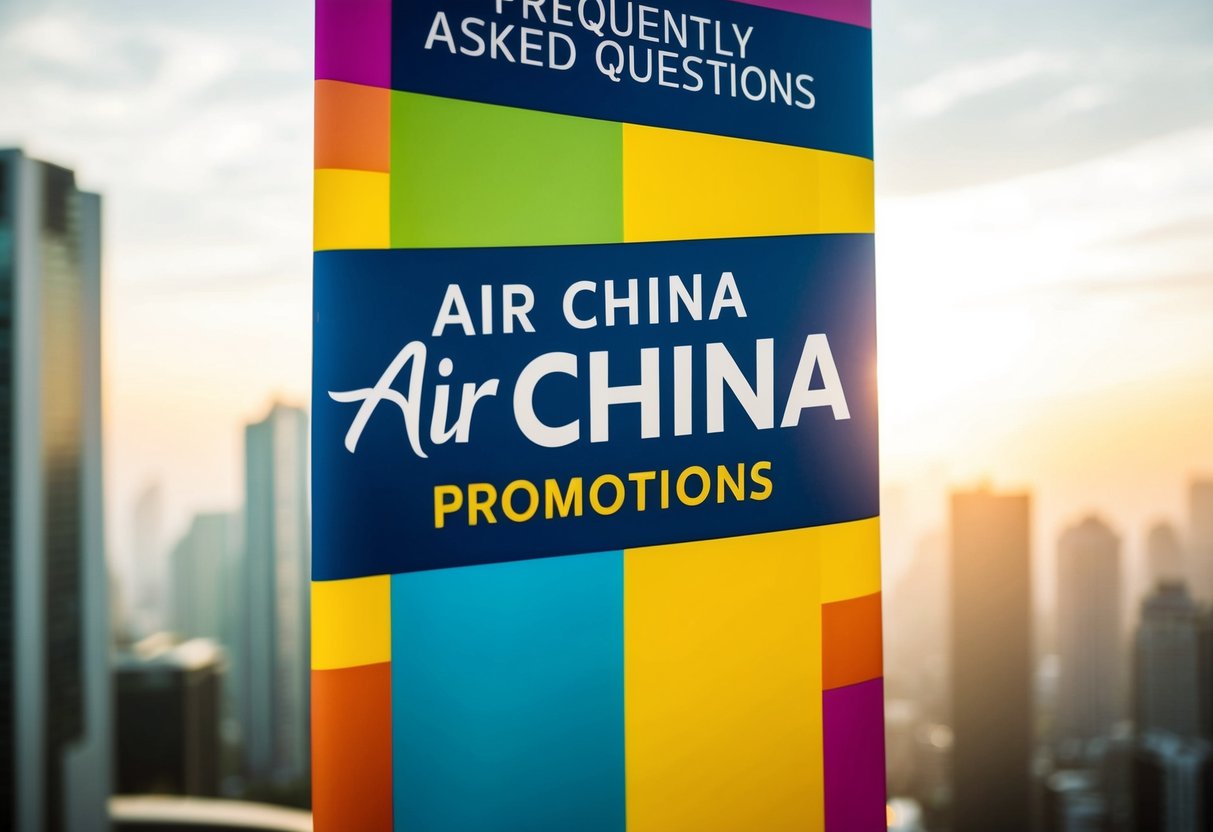 A colorful banner with "Frequently Asked Questions" and "Air China Promotions" displayed prominently