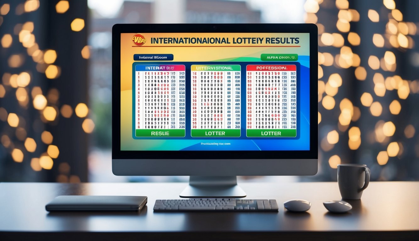 Sebuah layar komputer menampilkan hasil lotere internasional di situs online terpercaya