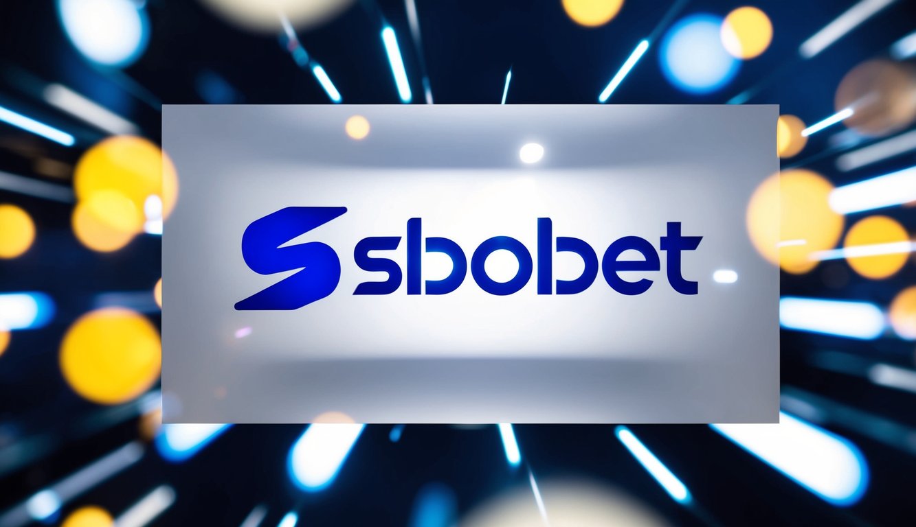 Sebuah situs web yang hidup dan modern dengan logo Sbobet yang ditampilkan secara mencolok, dikelilingi oleh elemen desain yang ramping dan profesional