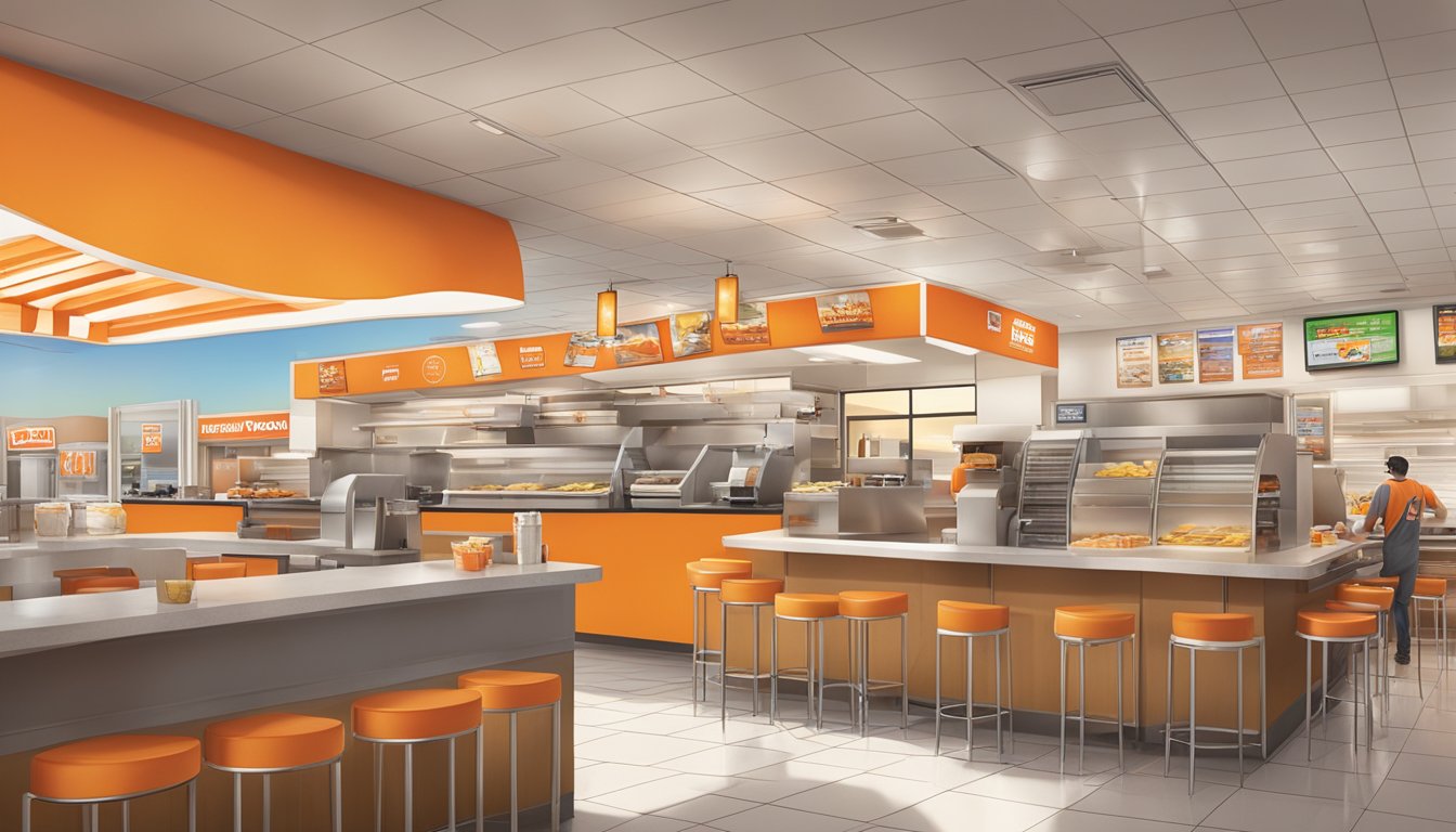 A bustling 24-hour Whataburger location with a diverse menu of innovative breakfast offerings, attracting a steady stream of customers throughout the early morning hours