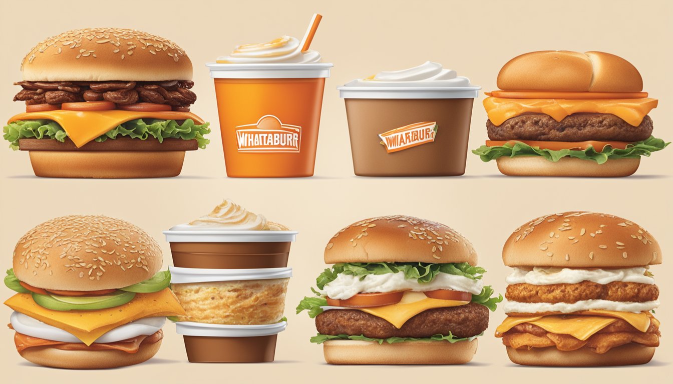 A timeline of breakfast items from Whataburger's menu, showcasing the evolution of pricing and offerings over the years