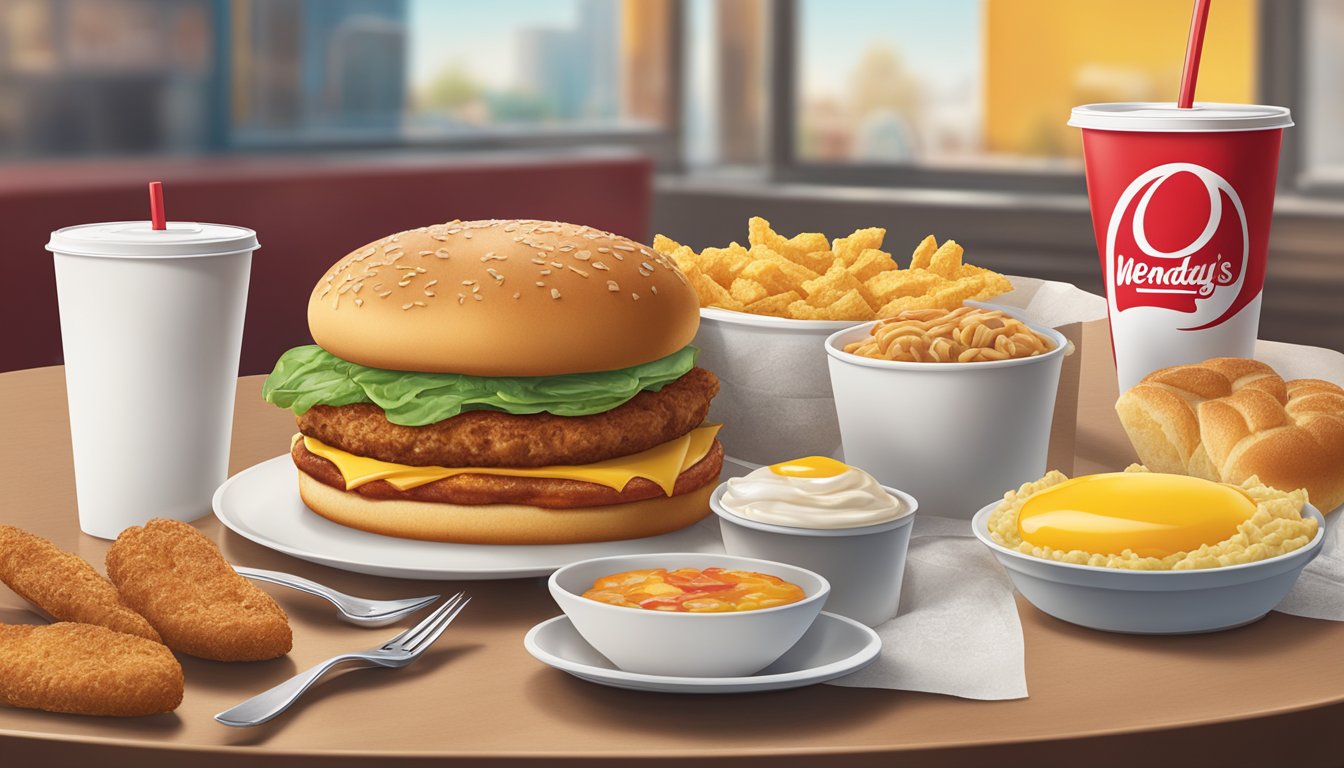 A table with a $3 breakfast special from Wendy's alongside offerings from other fast-food competitors