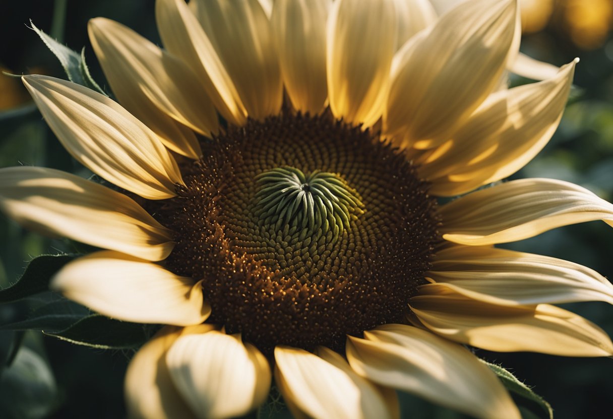 A radiant sunflower bathed in golden light, its petals glowing with the essence of vitality and beauty