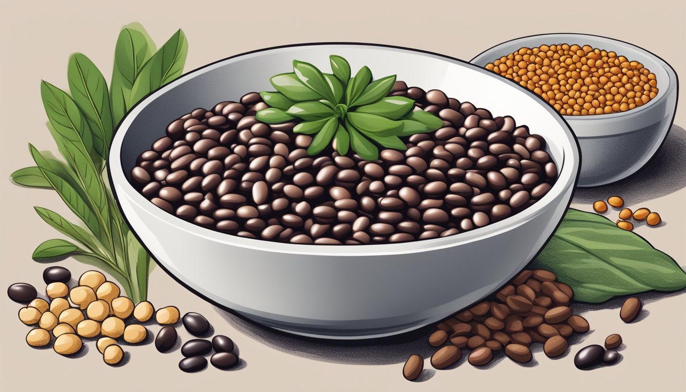 A bowl of adzuki beans surrounded by alternative ingredients like lentils, chickpeas, and black beans