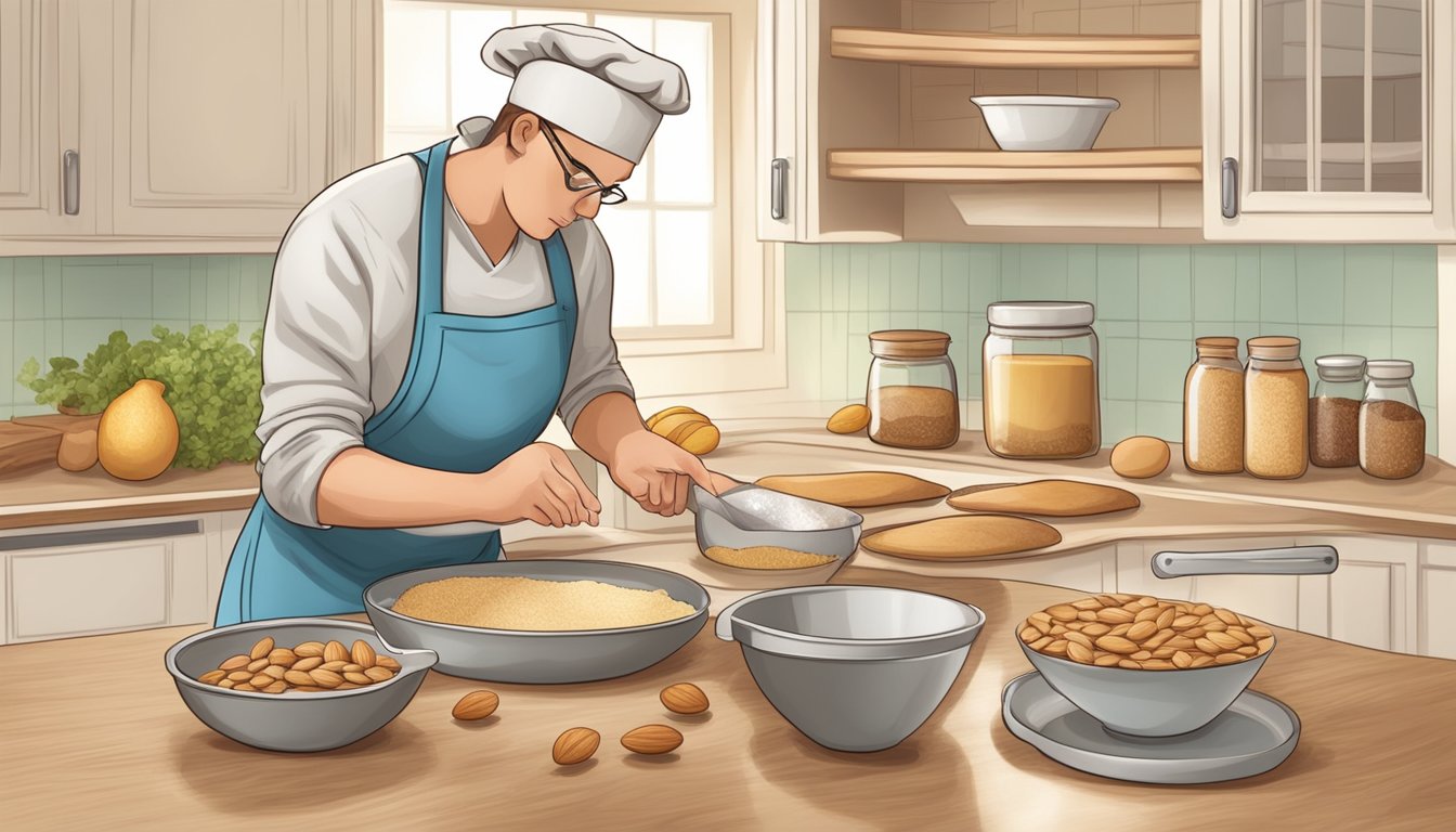 A person baking with almond substitutes for special dietary considerations