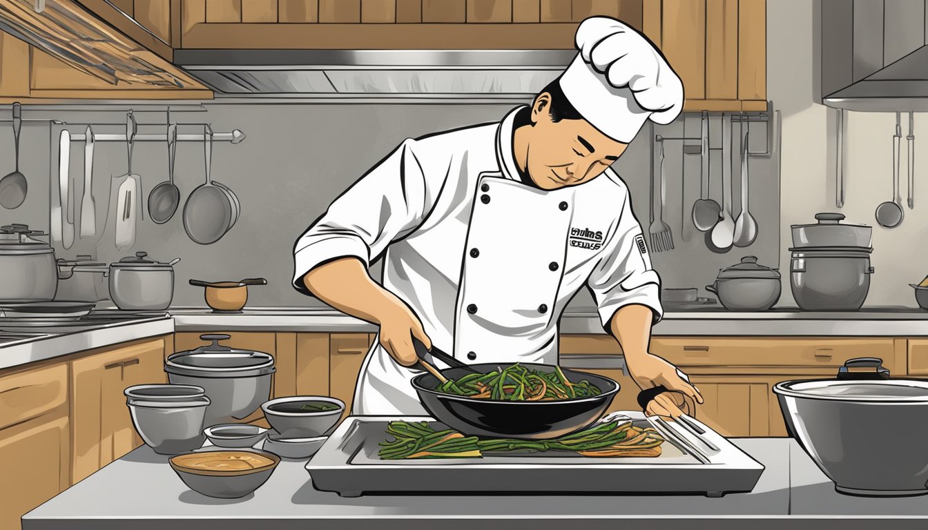 A chef swaps anchovies for miso paste in a sizzling stir-fry. Soy sauce, garlic, and ginger add depth to the savory aroma