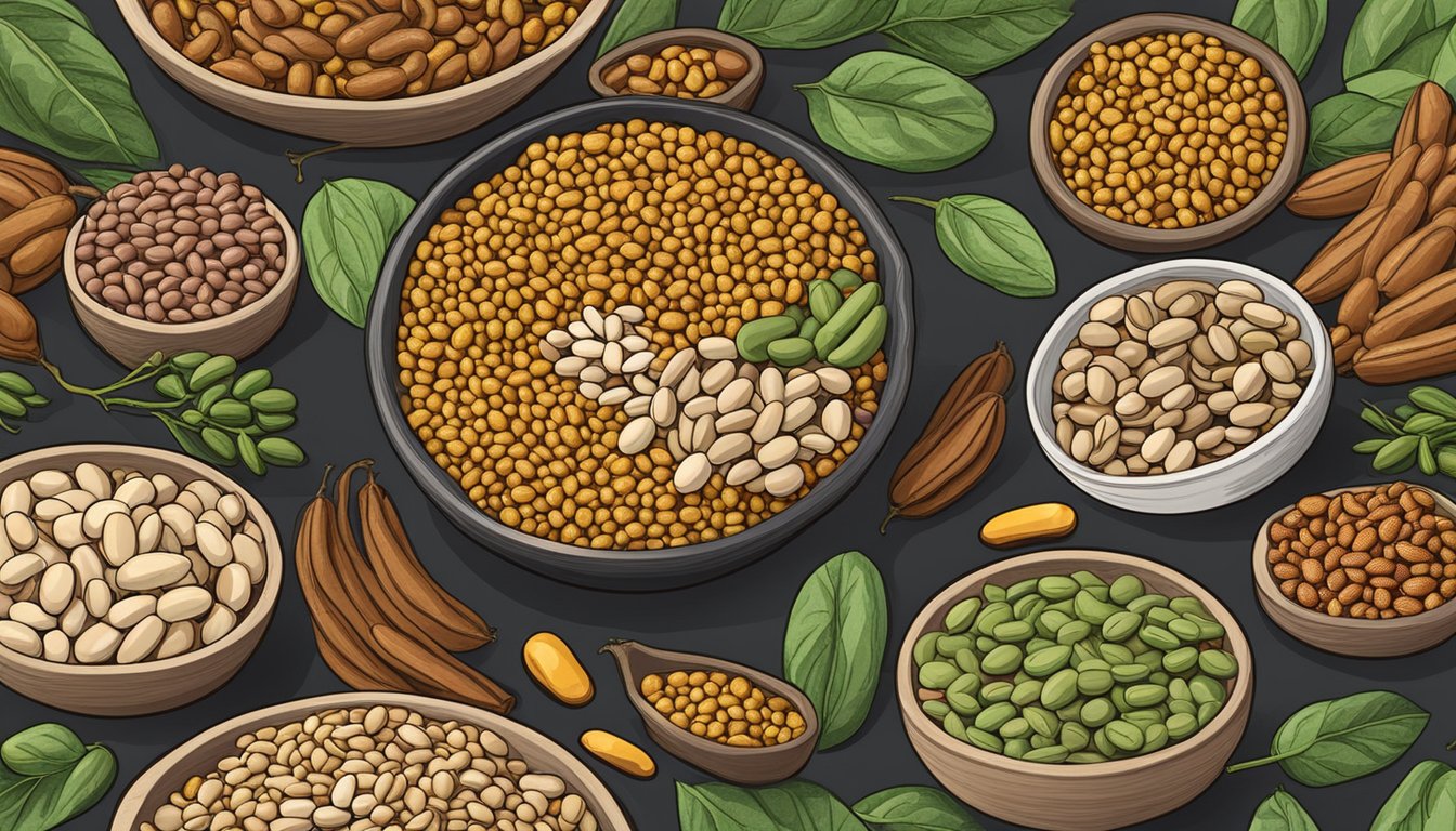 Bambara beans in a bowl surrounded by various legumes