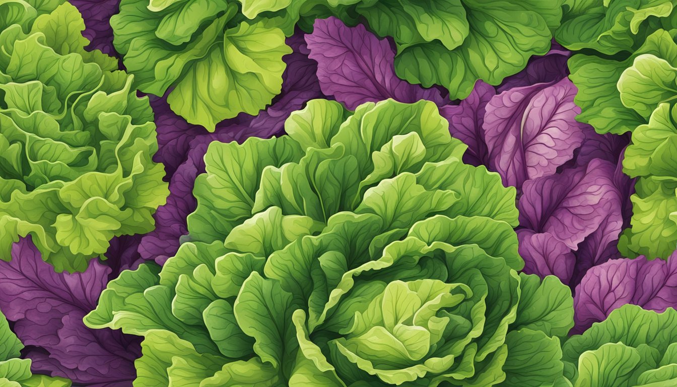 A variety of textured and flavored lettuce leaves arranged in a colorful and appealing display