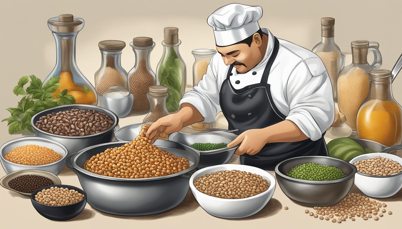 A chef using black-eyed peas in place of other ingredients in various dishes