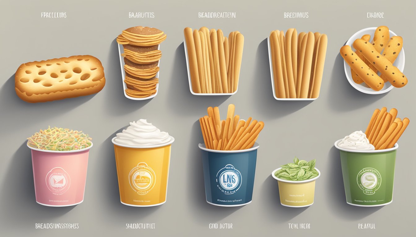 A variety of breadstick substitutes arranged with different flavor profiles and toppings