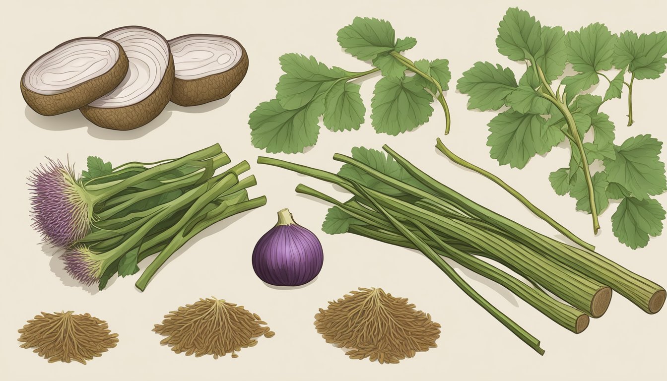 Burdock roots being sliced and prepared for cooking