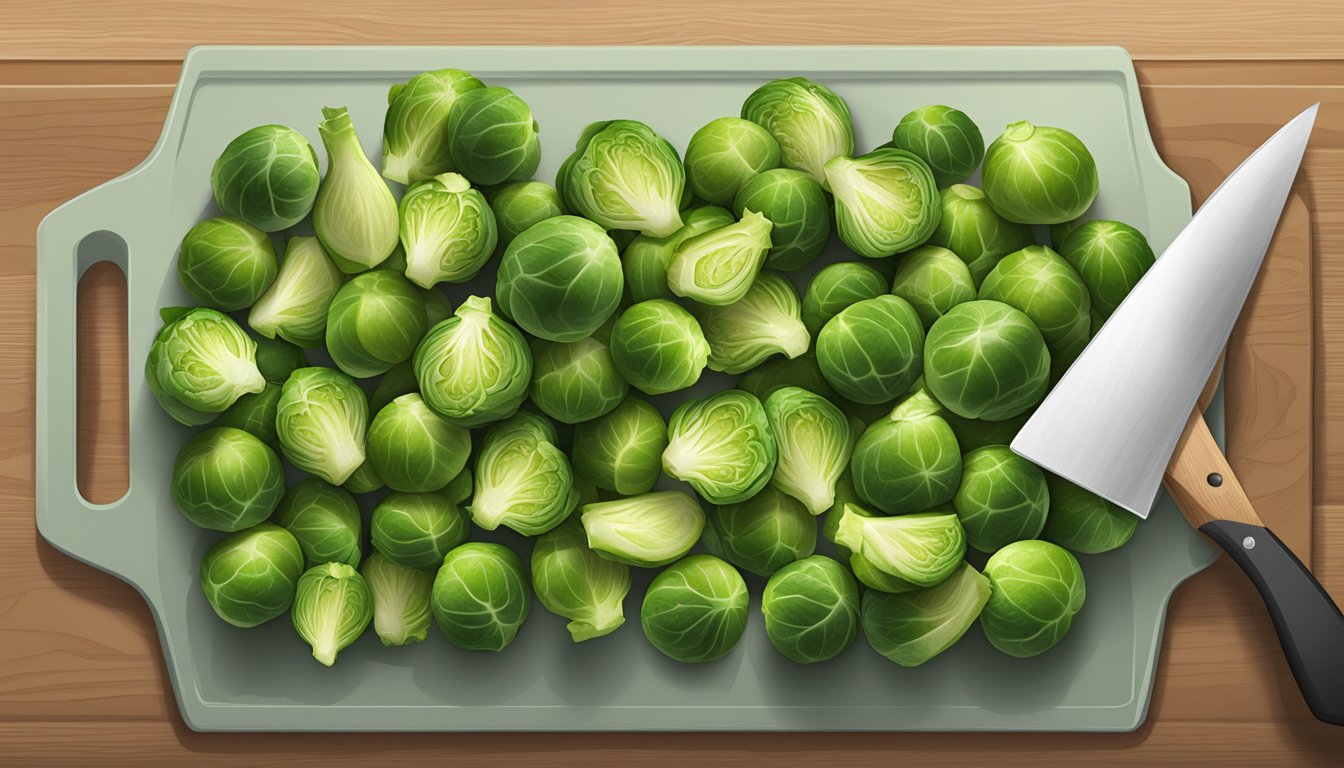 A cutting board with brussels sprouts being replaced with substitute vegetables