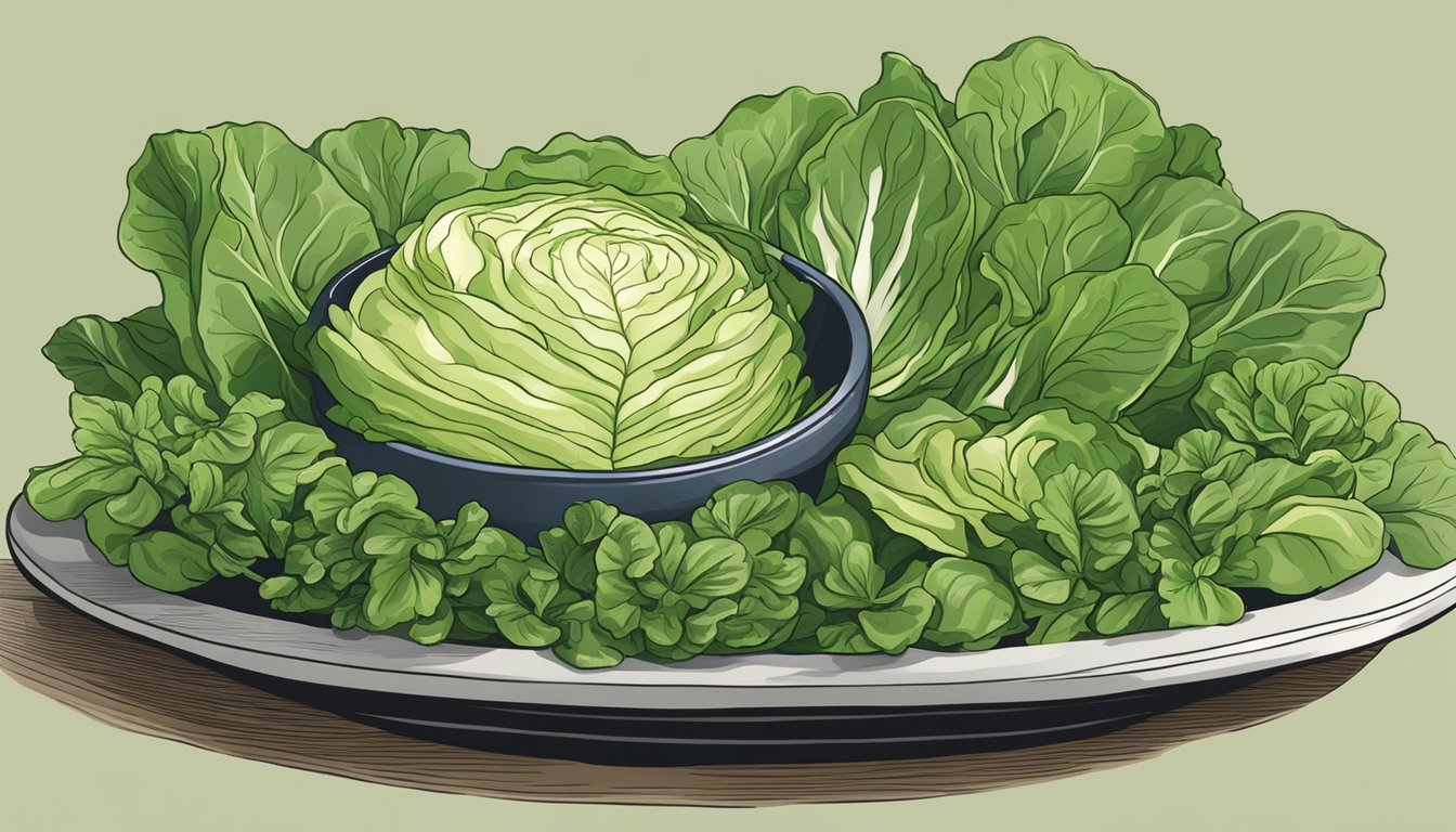 Fresh Asian greens arranged in a bowl, replacing butter lettuce