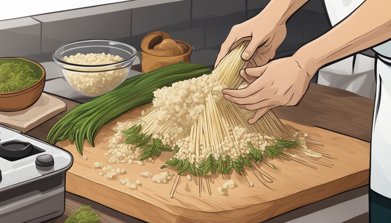 A chef grating yuca root as a substitute for cassava in a recipe