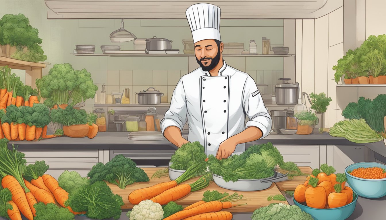 A chef swapping carrots for alternative vegetables in various carrot-based recipes