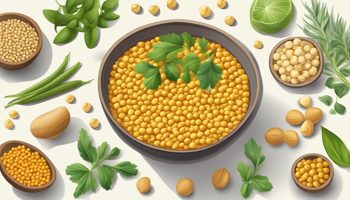 A bowl of chana dal surrounded by various alternative ingredients like lentils, split peas, and chickpeas