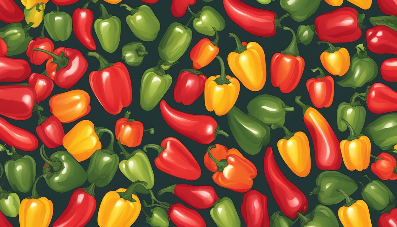 A vibrant bowl of cherry peppers, arranged in a visually appealing pattern, with contrasting colors and varying sizes for presentation considerations