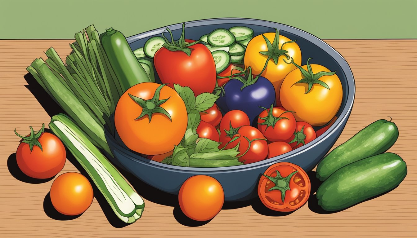 A bowl of cherry tomatoes surrounded by alternative options such as bell peppers, cucumber slices, and carrot sticks