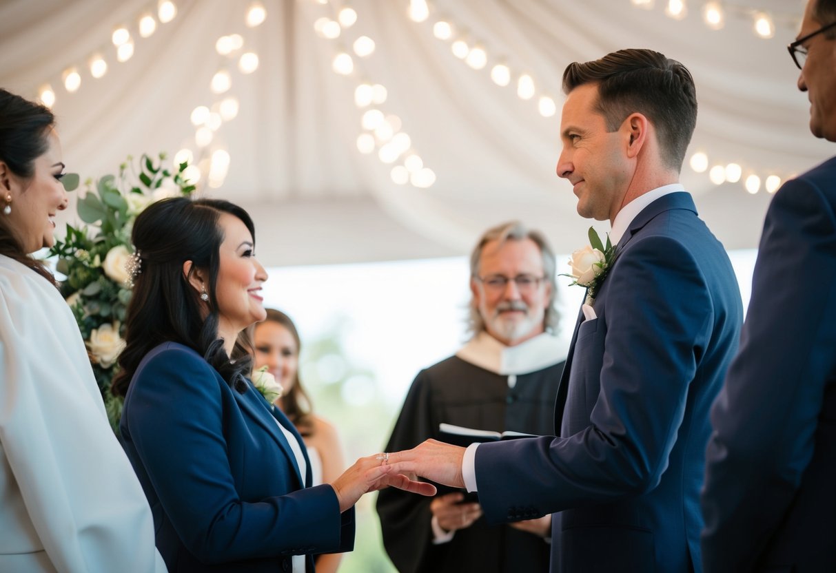 A wedding officiant presiding over the ceremony