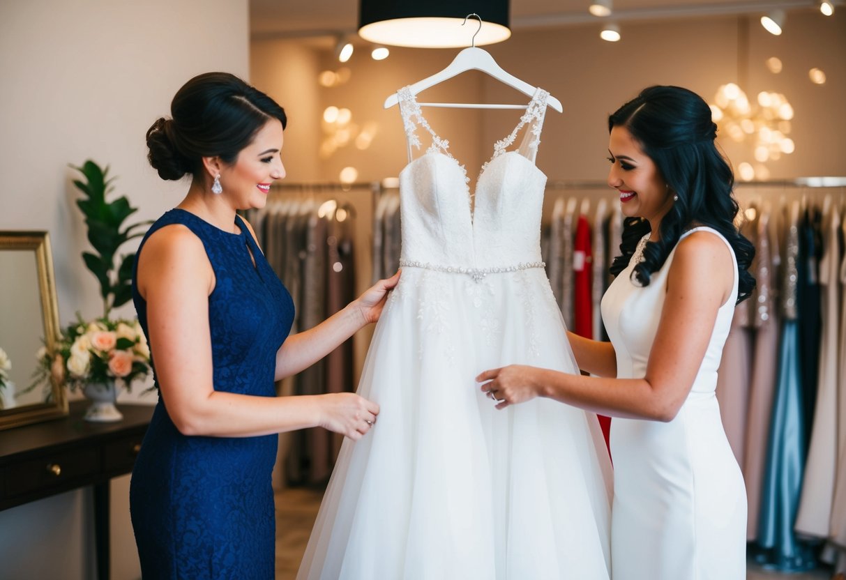 A bride's dress being chosen and purchased at a boutique