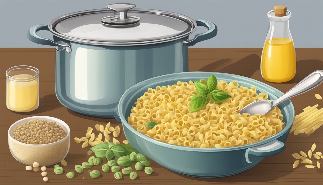 A pot of boiling water with chitarra pasta and various legume and grain pasta substitutes