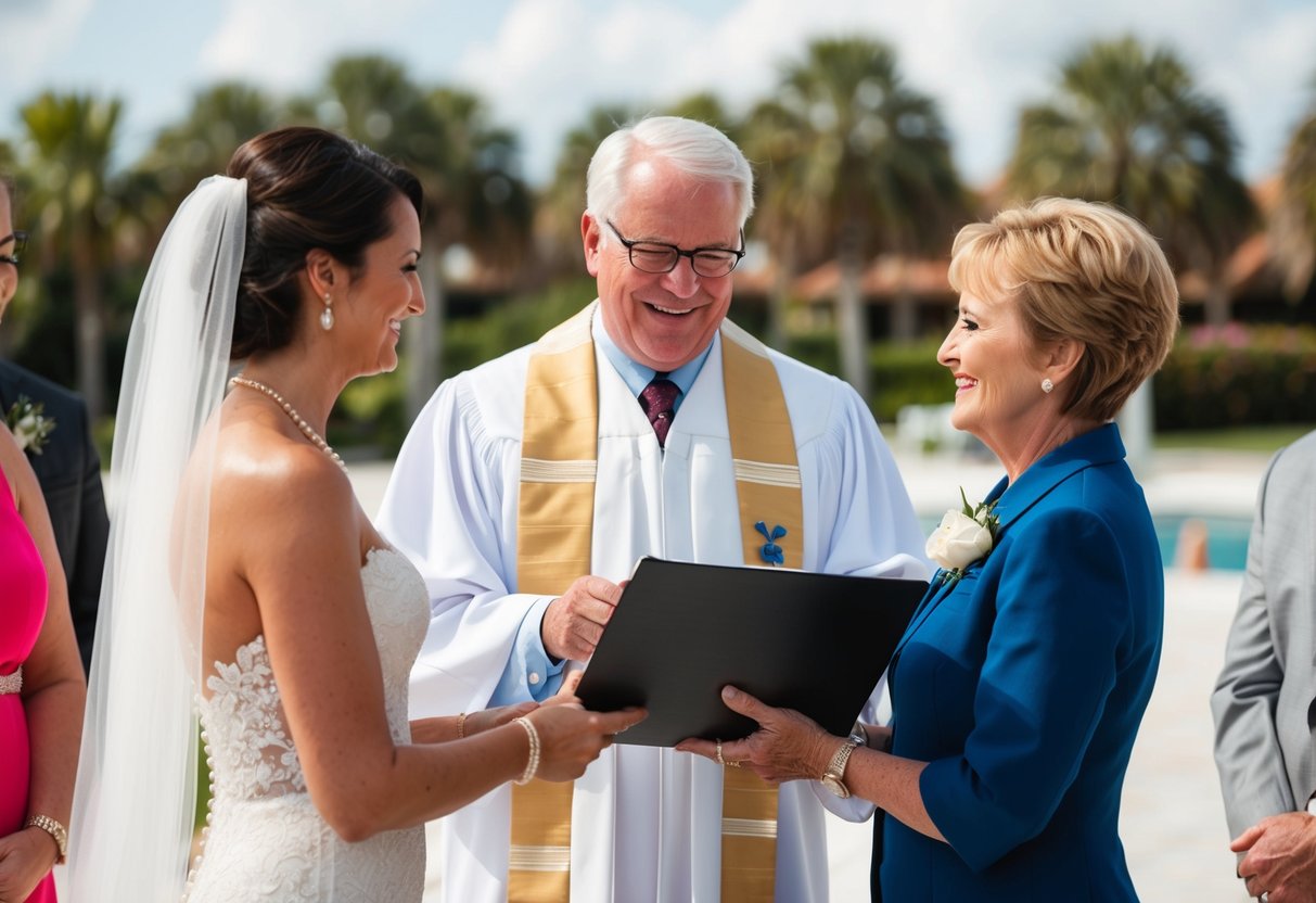 A family member officiates a wedding in a Florida setting