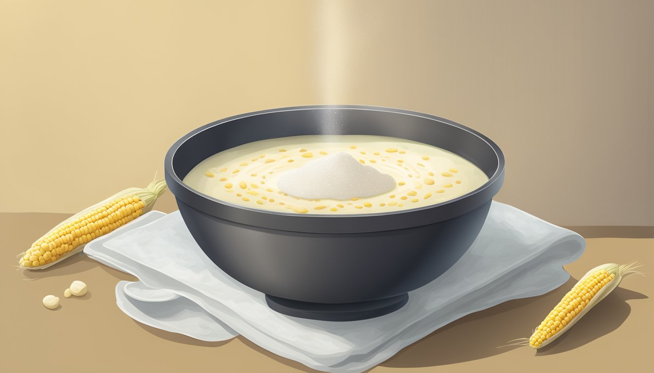 A bubbling pot of soup thickens with arrowroot powder, tapioca starch, or agar-agar, while corn silk sits unused on the counter