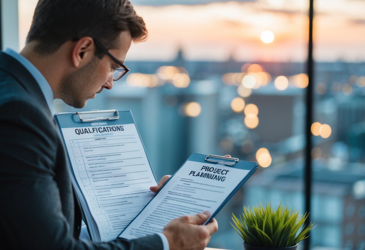 A person reviewing a list of qualifications and certifications for project planning in the UK