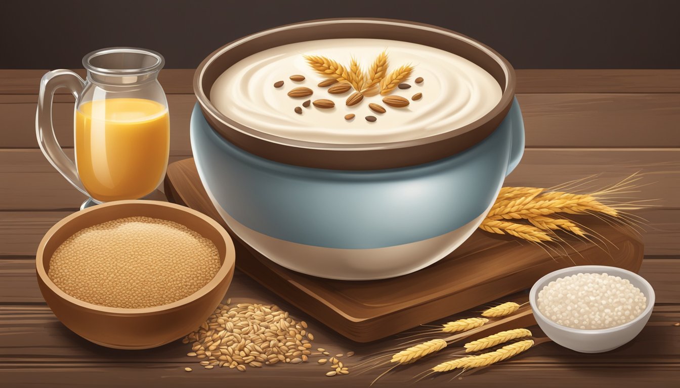 A steaming bowl of Cream of Wheat sits on a rustic wooden table, surrounded by a variety of alternative grains and cereals