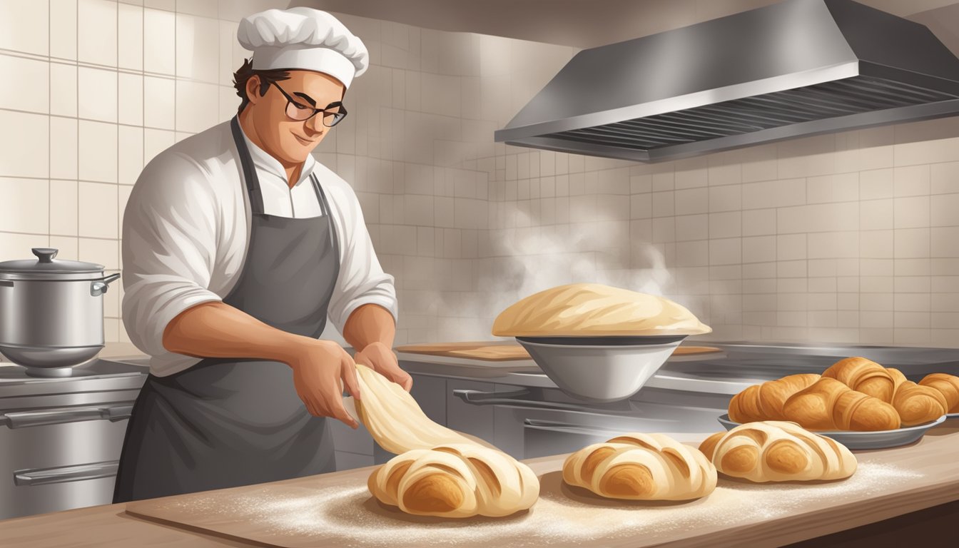 A baker kneading dough for croissant substitutes