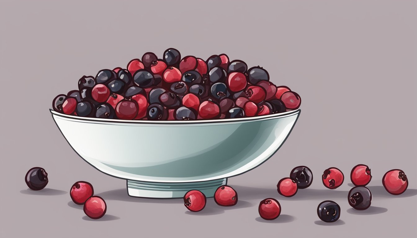 A bowl of currants is replaced with dried cranberries, illustrating the concept of taste and texture considerations in substitutions