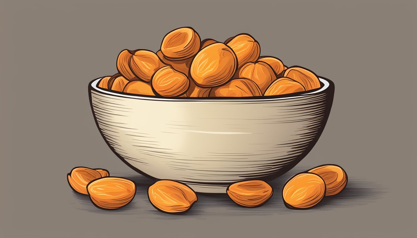 A bowl of dried apricots being used as a substitute in specific dishes, such as a salad or baked goods