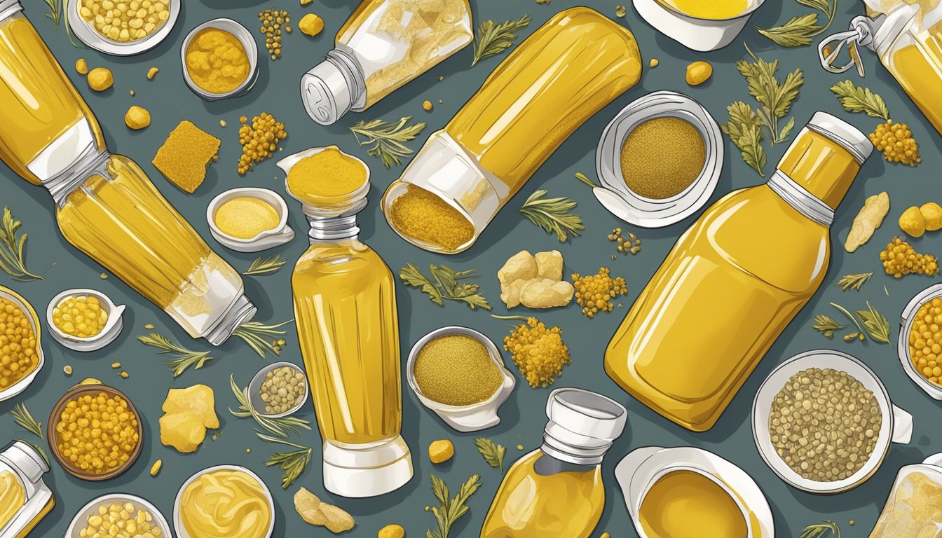 A spread of various mustard substitutes being mixed and tasted for texture and flavor