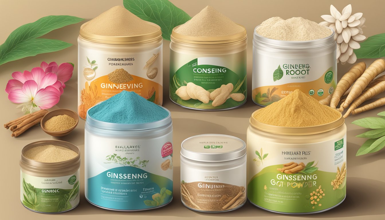 A vibrant display of ginseng root powder substitutes, showcasing various flavors and highlighting their comparative benefits