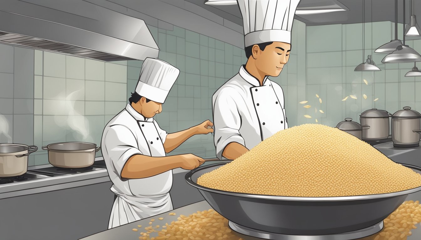 A chef using various grains to make glutinous rice substitutes