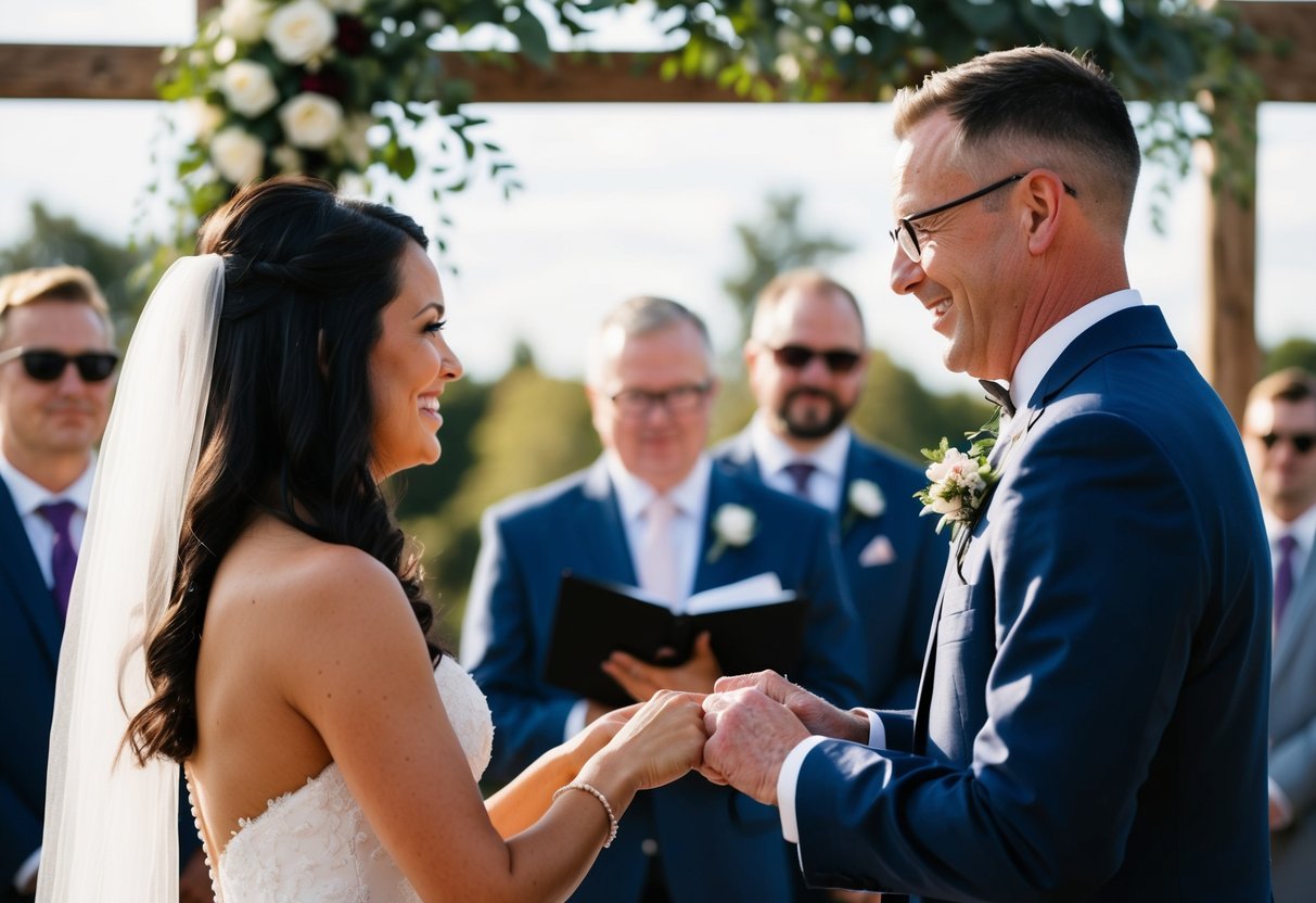 A celebrant officiates a wedding ceremony