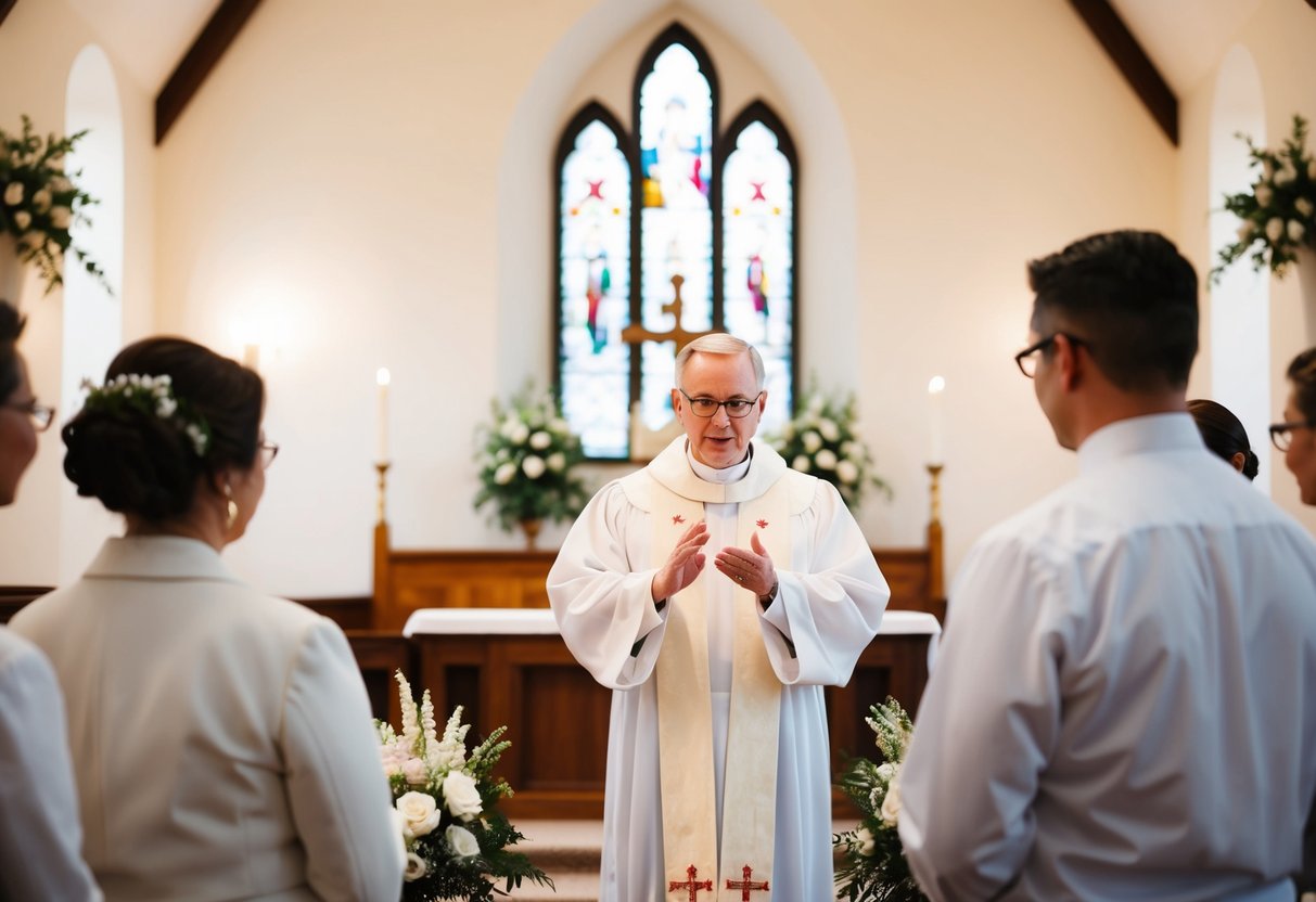 A serene chapel with a minister performing a ceremony
