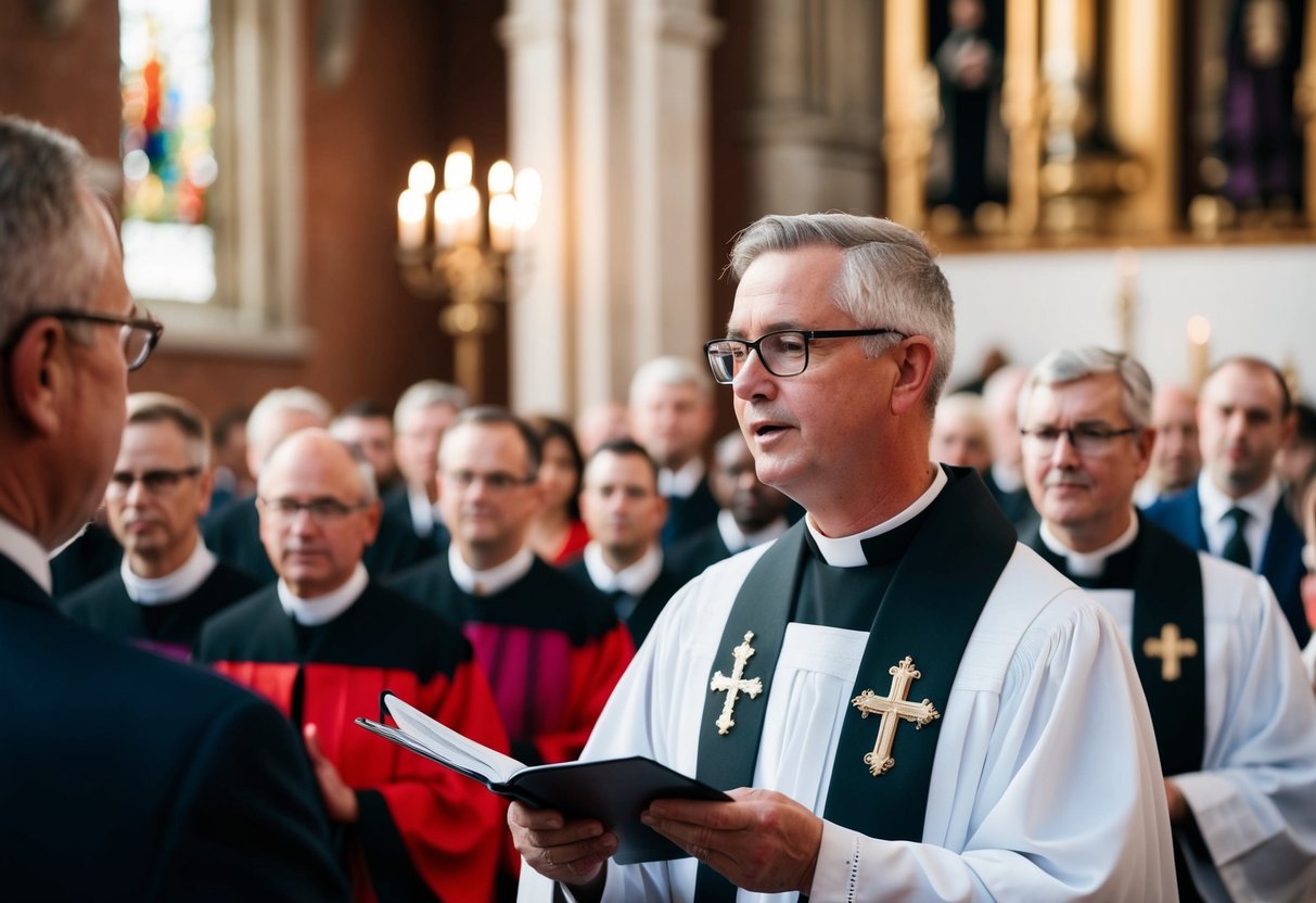 An ordained minister in the UK leading a religious ceremony