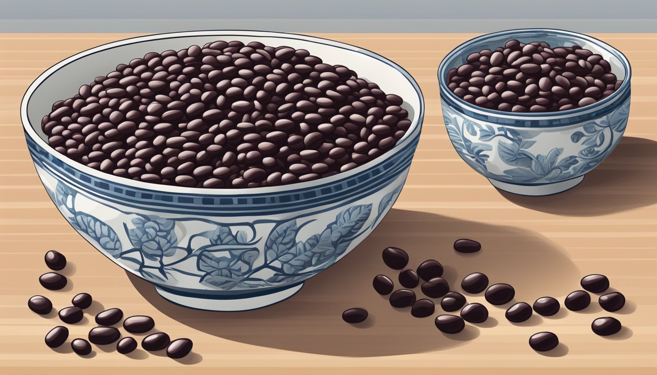 A bowl of adzuki beans replaces a bowl of red beans in a recipe