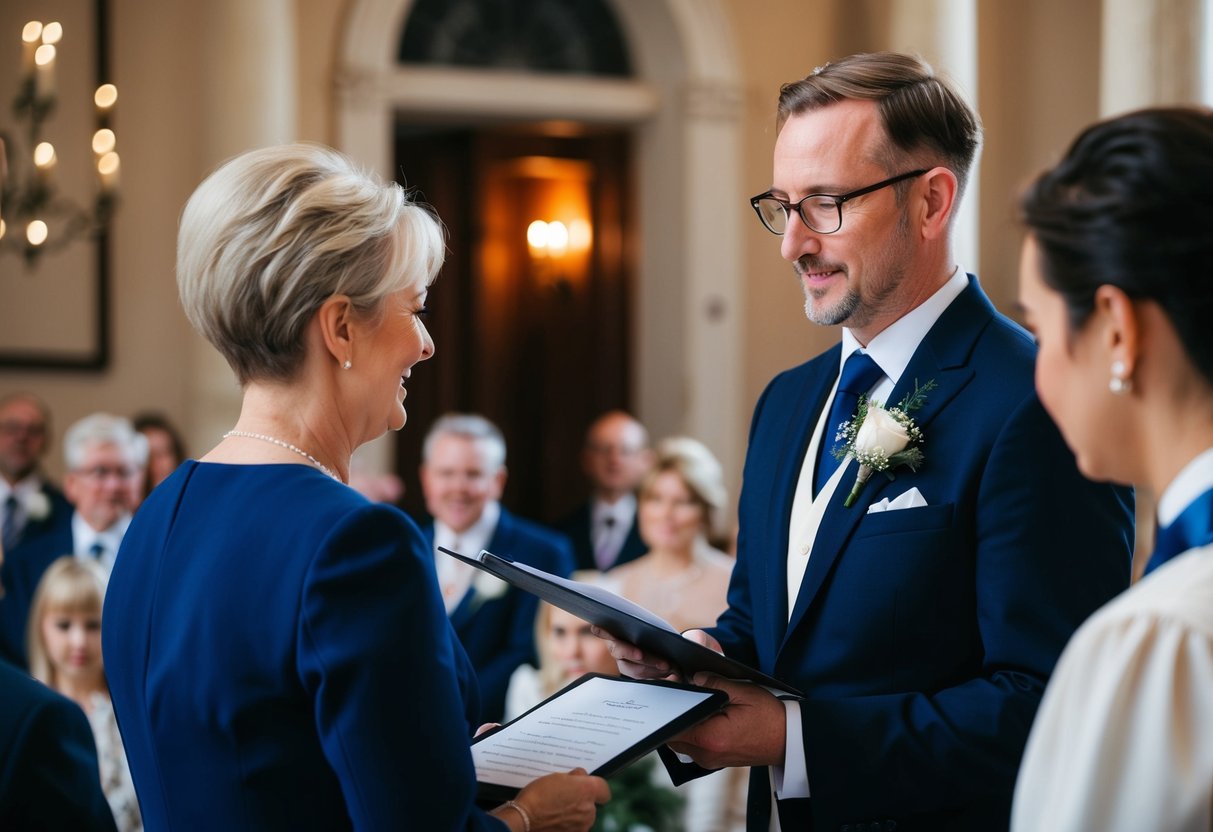 A registrar officiates a wedding ceremony in a UK venue