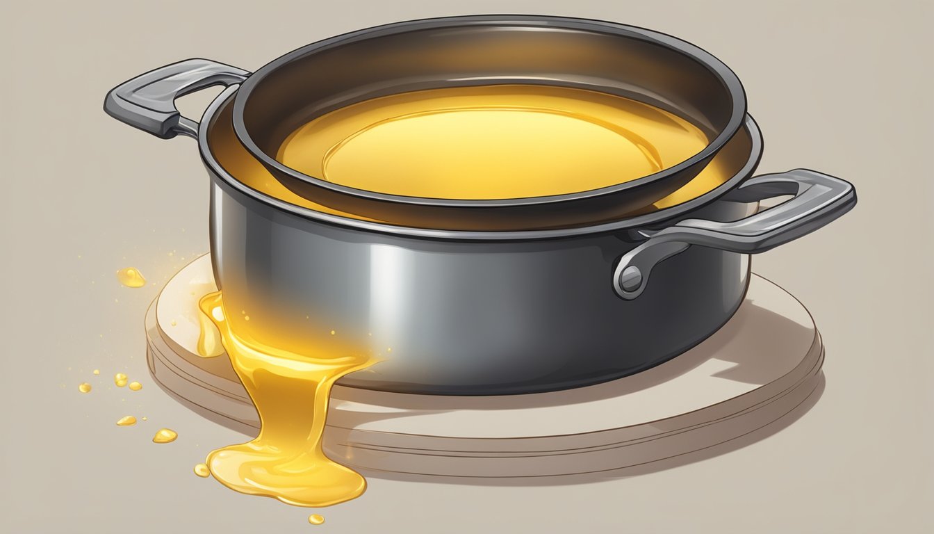 A pan with melted butter turning golden brown over medium heat