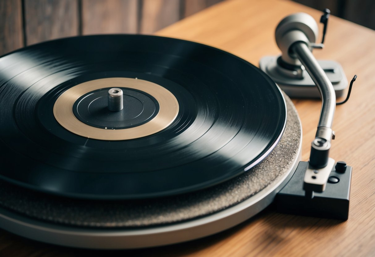 A broken record spinning on a dusty turntable, emitting a grating, off-key melody