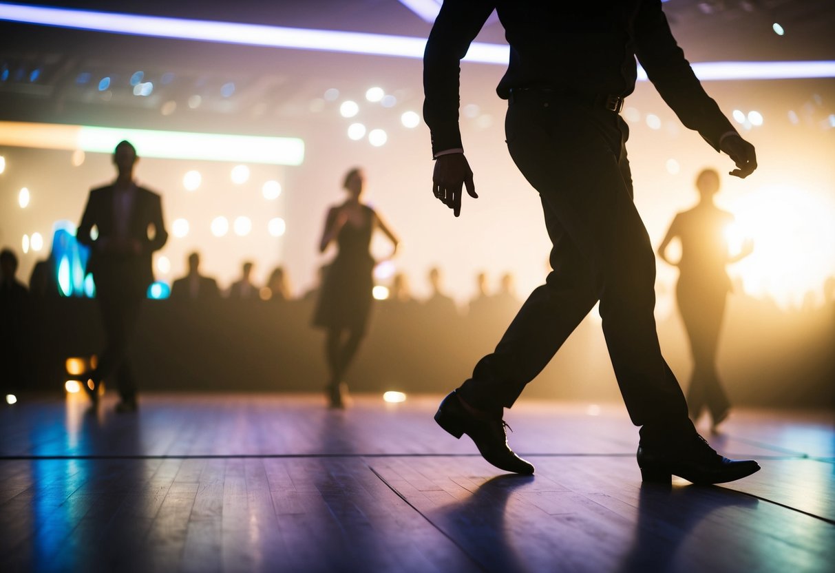 A lone figure steps onto the center of the dance floor, commanding attention with their confident movements and infectious energy