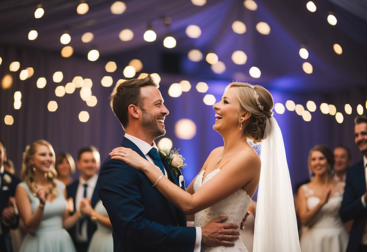 A joyful wedding playlist with a mix of romantic ballads and lively dance tunes, creating an atmosphere of love and celebration