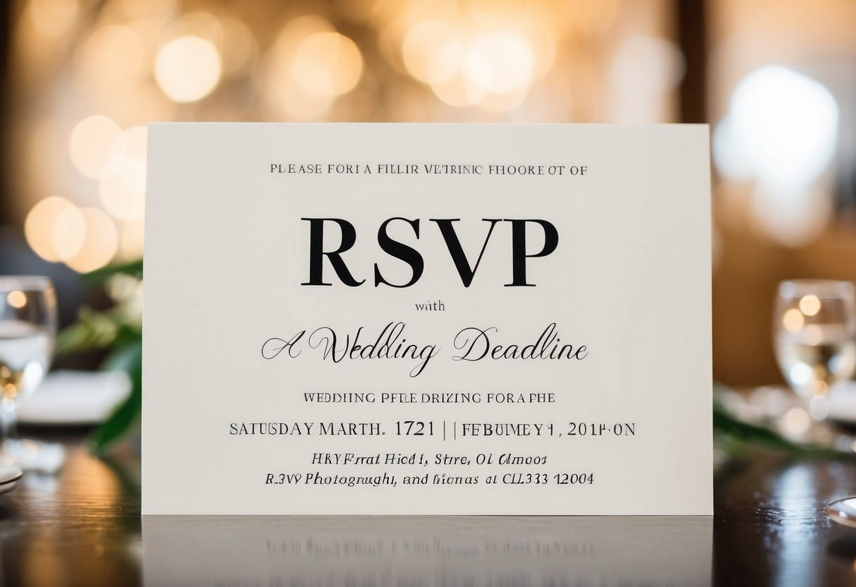 A wedding invitation with a clear RSVP deadline prominently displayed