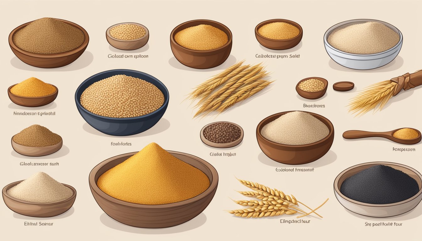 A table with various grains and their properties, including einkorn and spelt flour