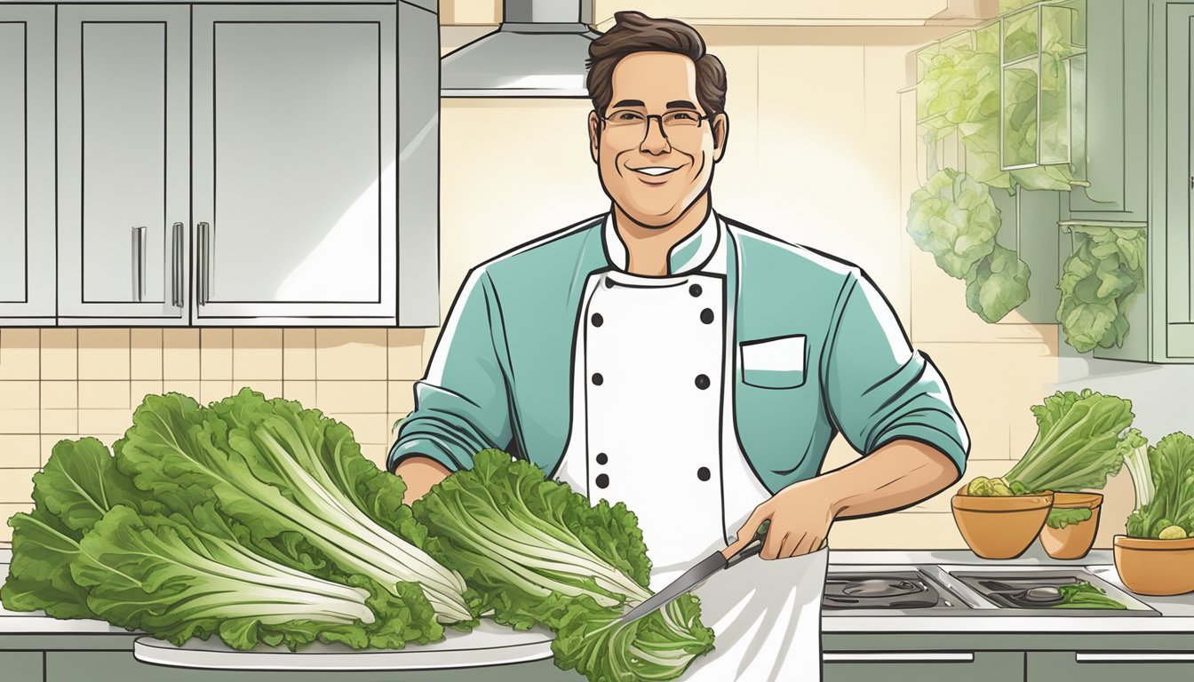 A chef swaps out curly endive for escarole in a recipe, showing the nutritional differences between the two leafy greens