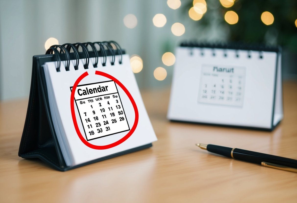 A calendar with a circle around a specific date