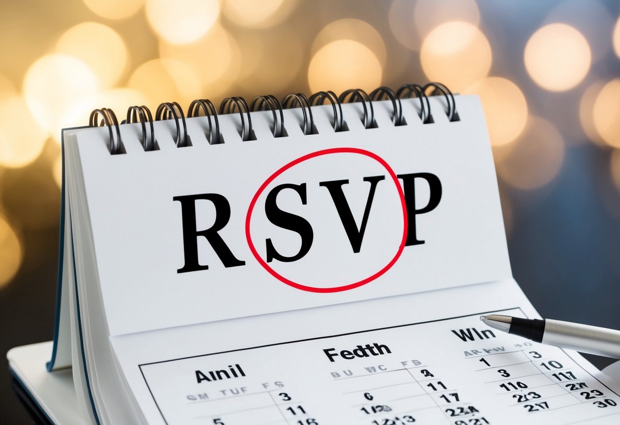 A calendar with a circled date and a pen marking the RSVP deadline