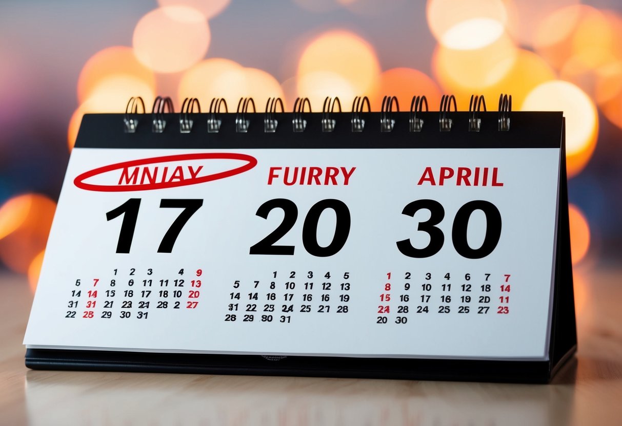 A calendar with the date three months in the future circled in red